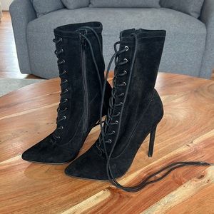 Steve Madden Valencia Suede Lace Up Heel Bootie